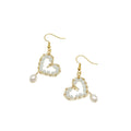 Smitten crystal and gold heart earrings with pearl
