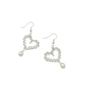 Smitten crystal and silver heart earrings with pearl