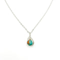 Sunrise turquoise, orange and cream jasper pendant and silver chain necklace
