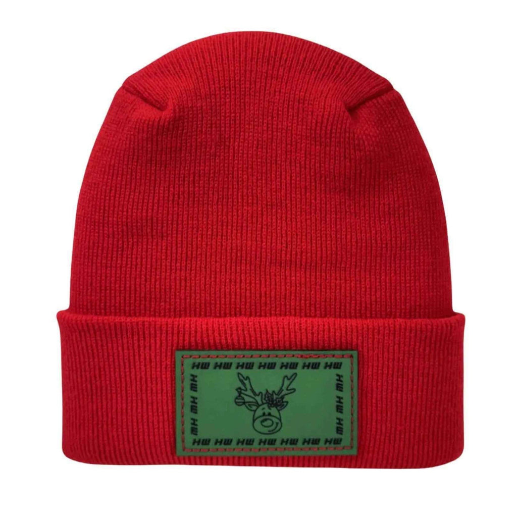 Haakwear H Stitch Beanie, Reindeer Christmas Red Beanie