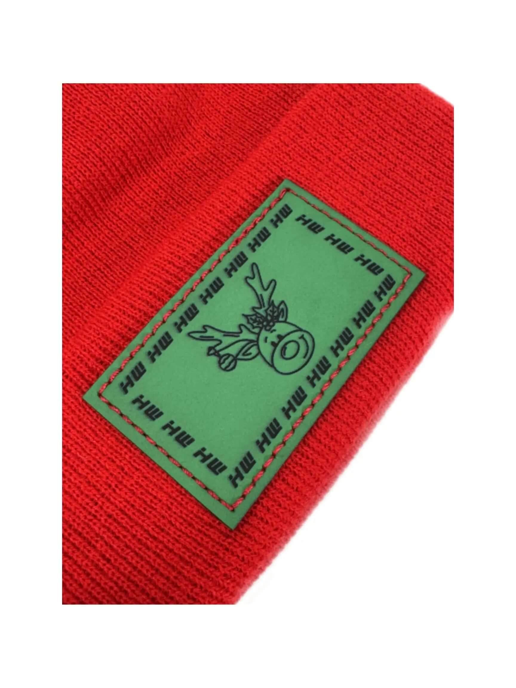 Haakwear H Stitch Beanie, Reindeer Christmas Red Beanie