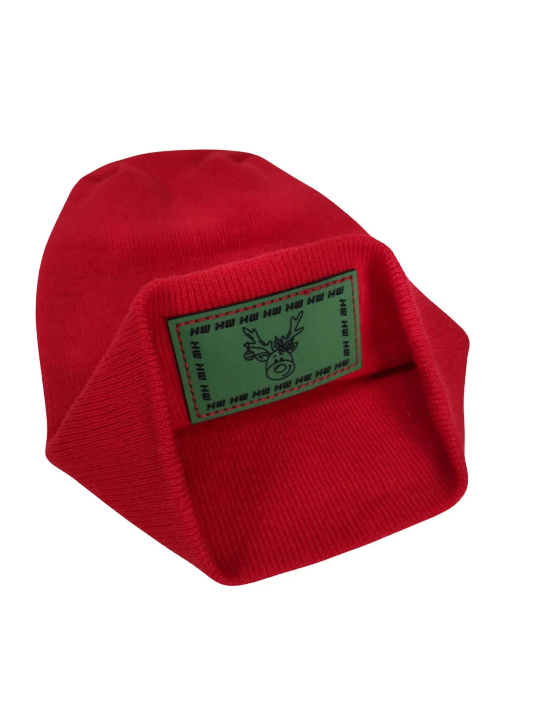 Haakwear H Stitch Beanie, Reindeer Christmas Red Beanie