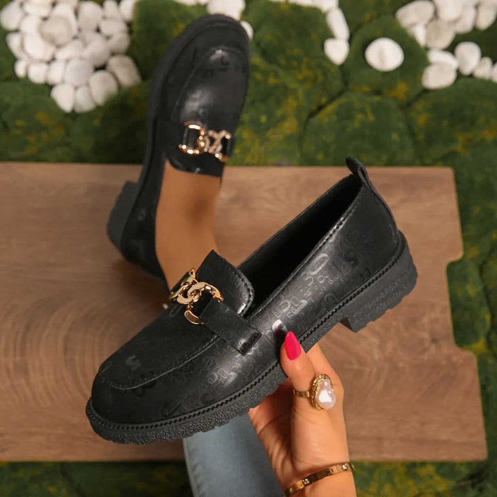 Round Toe Block Heels Loafers