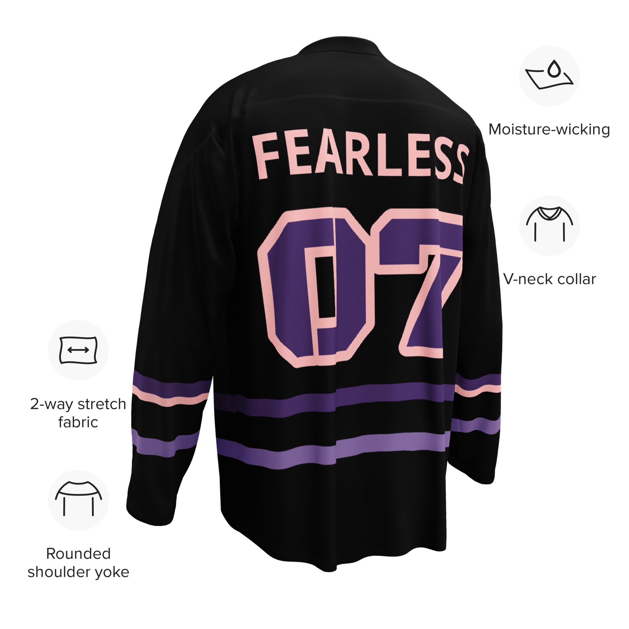 Women’s Black & Purple “Midnight Crew” Recycled Hockey Fan Jersey Premium Moisture-Wicking, Streetwear Style