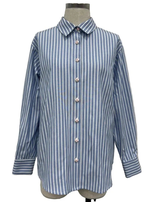 Brianna Cannon- Ball Park Stripes Button Down Shirt