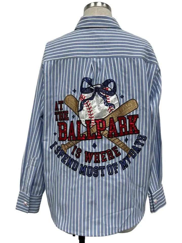 Brianna Cannon- Ball Park Stripes Button Down Shirt