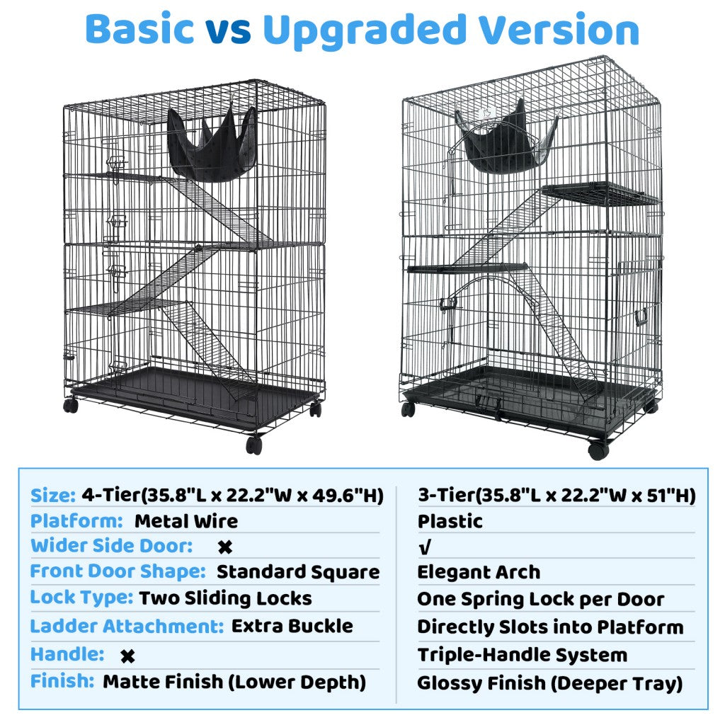50 Inch 3-Tier Cat Cage with Plastic Platforms CT52