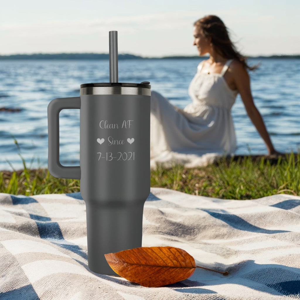 Custom SS Recovery Tumbler | Inspiring Sobriety | Clean AF Since