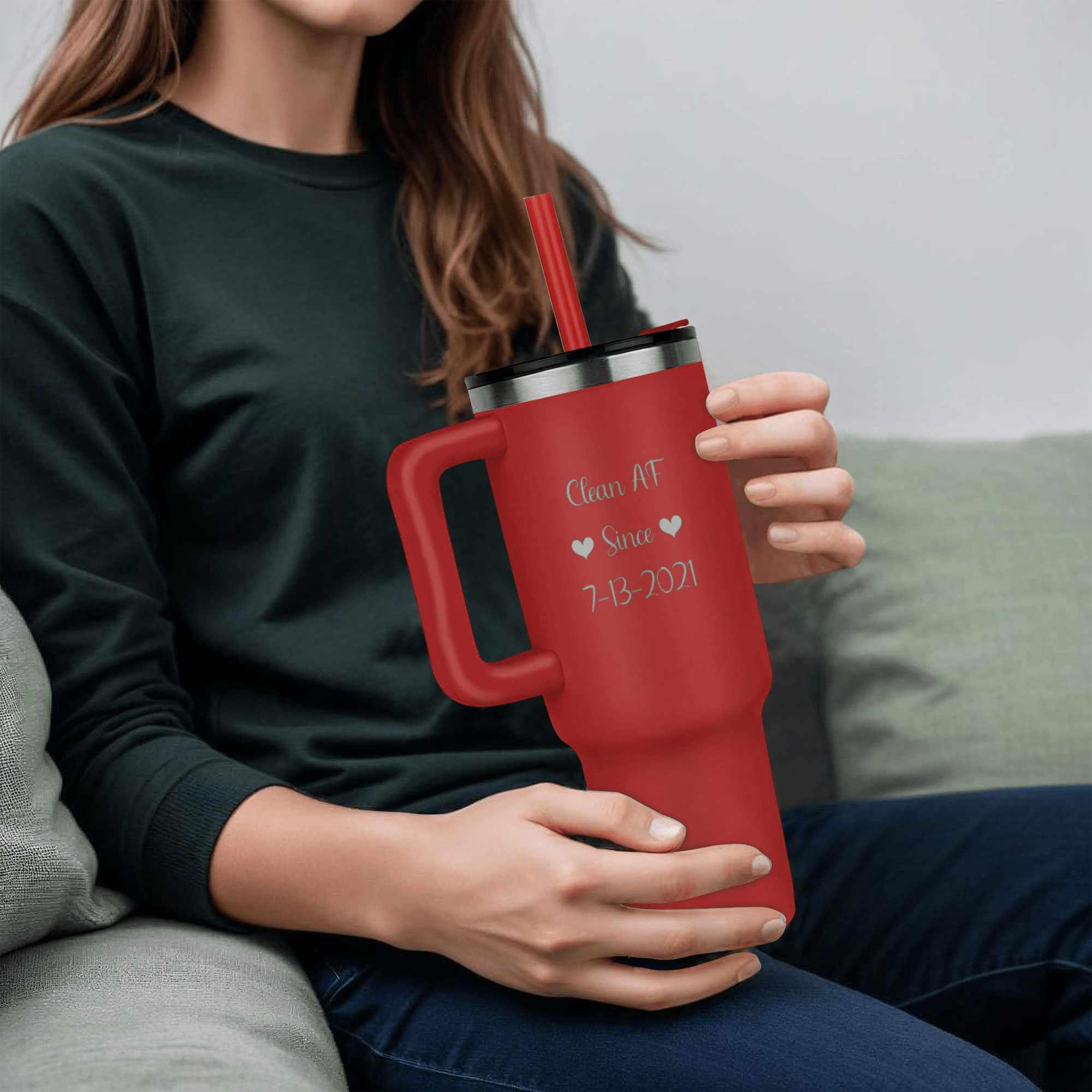 Custom SS Recovery Tumbler | Inspiring Sobriety | Clean AF Since