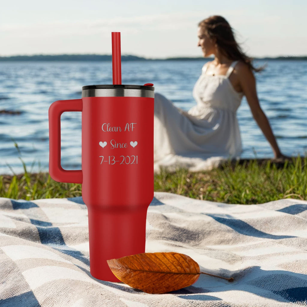 Custom SS Recovery Tumbler | Inspiring Sobriety | Clean AF Since