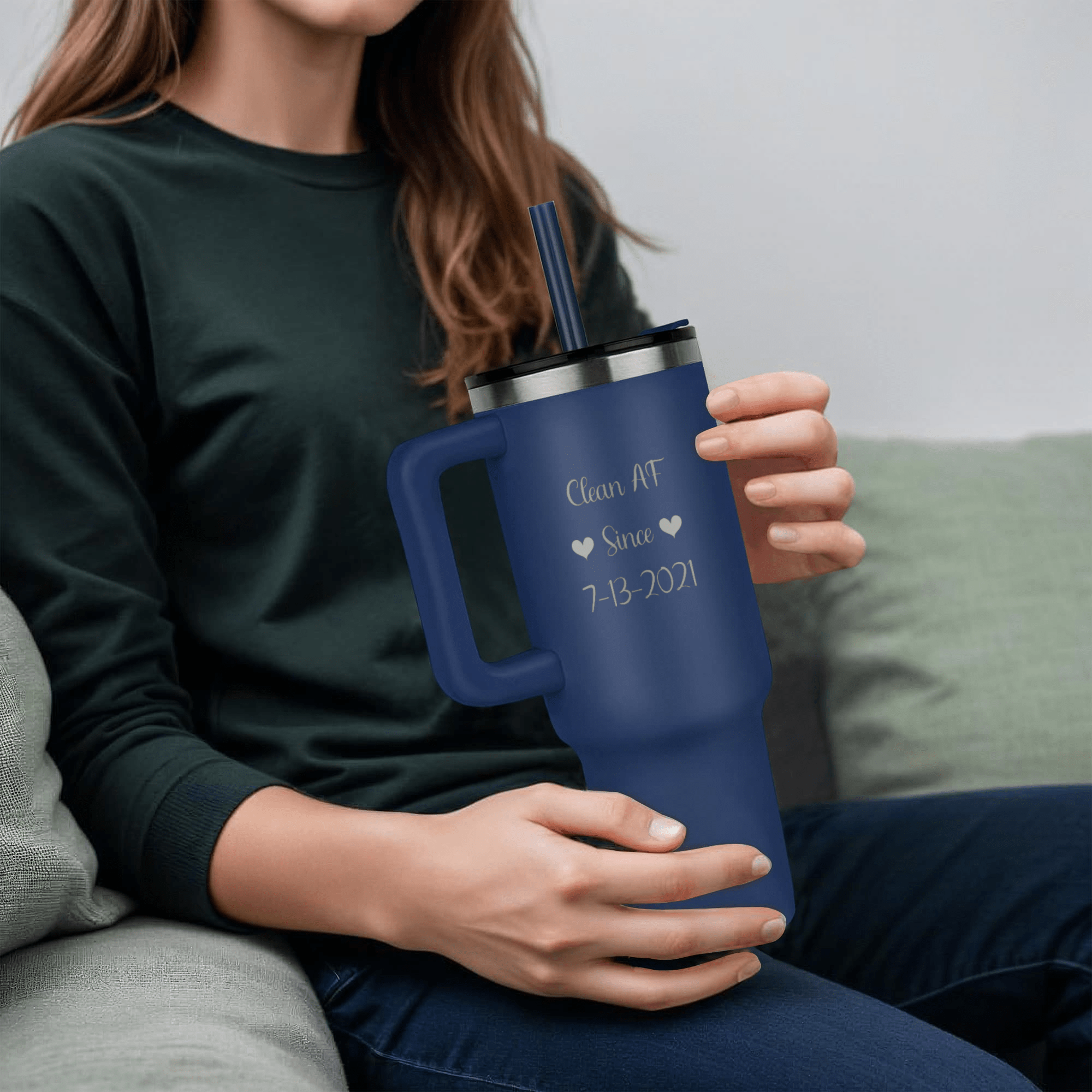 Custom SS Recovery Tumbler | Inspiring Sobriety | Clean AF Since