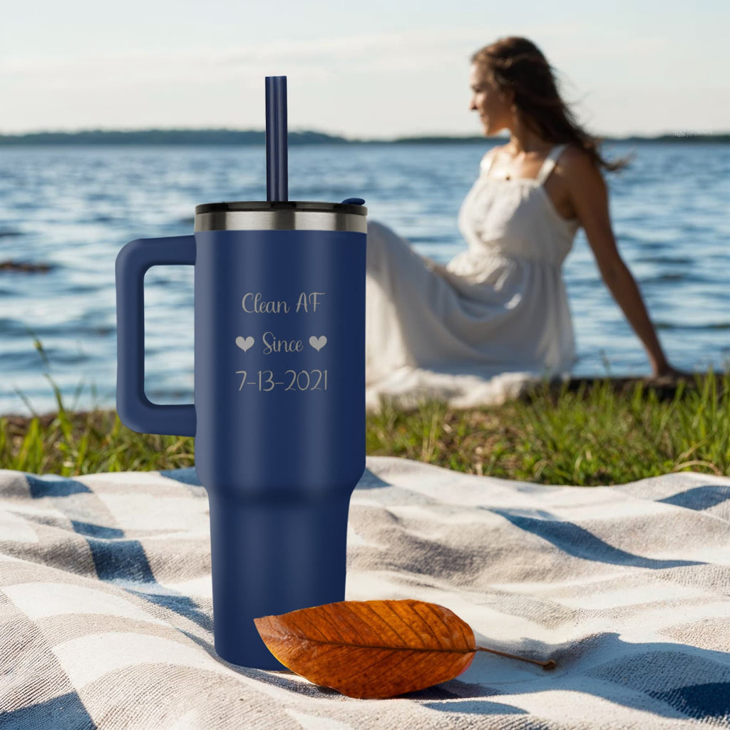 Custom SS Recovery Tumbler | Inspiring Sobriety | Clean AF Since