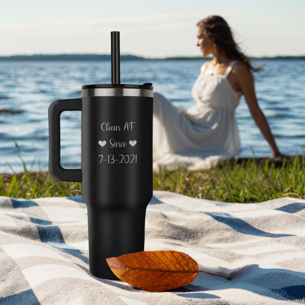 Custom SS Recovery Tumbler | Inspiring Sobriety | Clean AF Since
