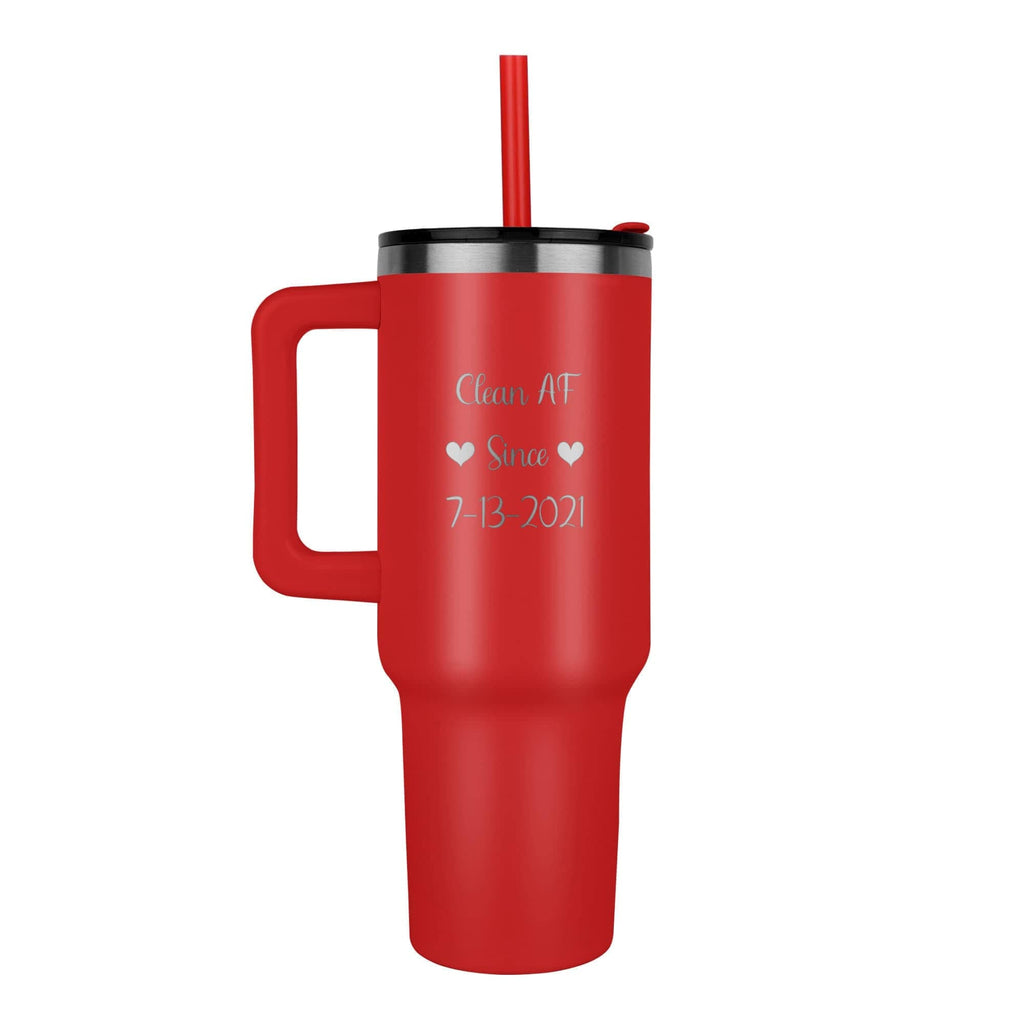 Custom SS Recovery Tumbler | Inspiring Sobriety | Clean AF Since