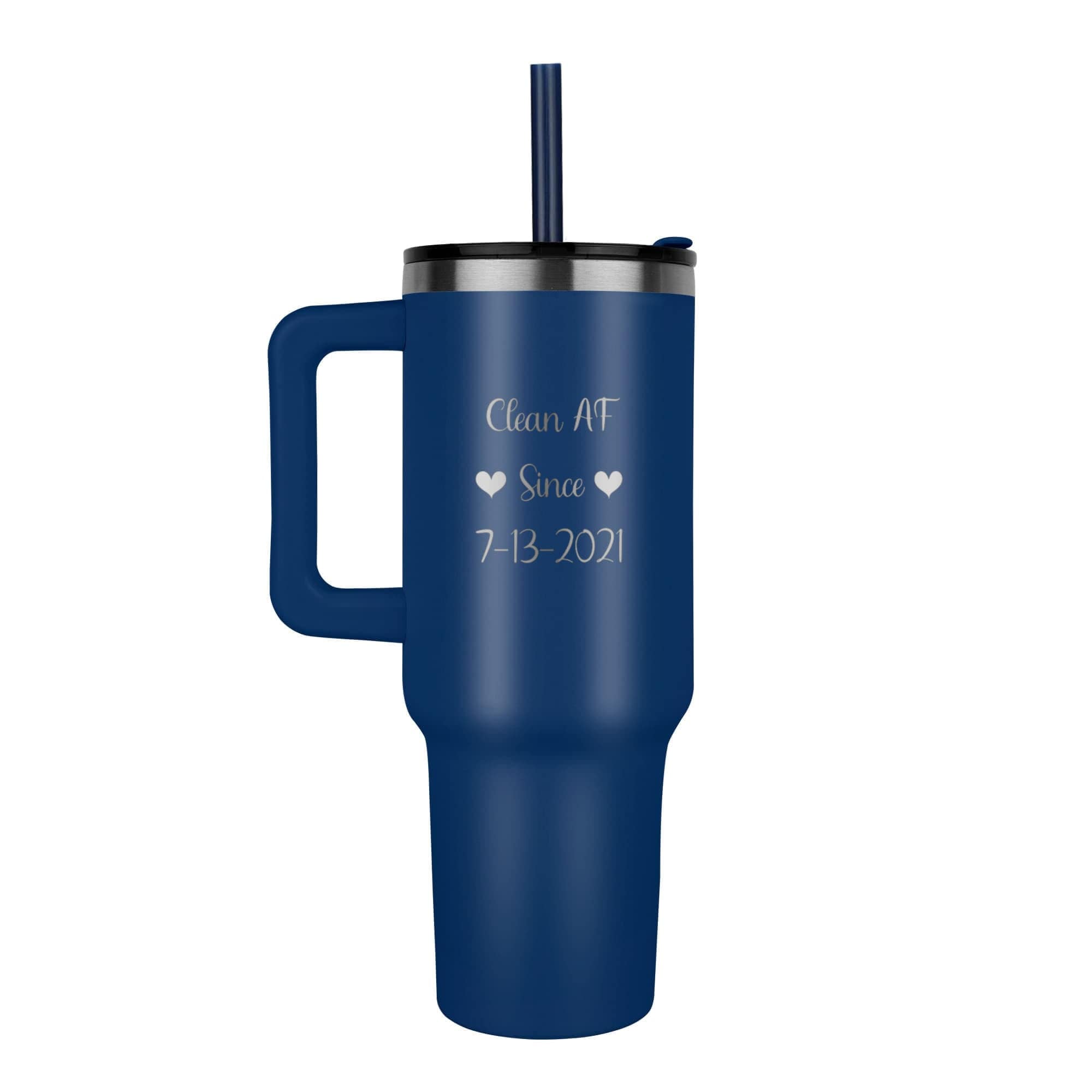 Custom SS Recovery Tumbler | Inspiring Sobriety | Clean AF Since