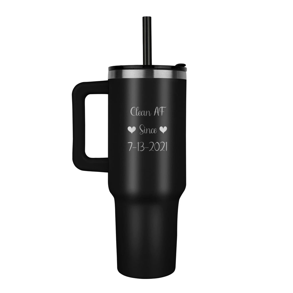 Custom SS Recovery Tumbler | Inspiring Sobriety | Clean AF Since