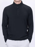 Men's Plus Size Casual Long Sleeve Quarter Zip T-Shirt