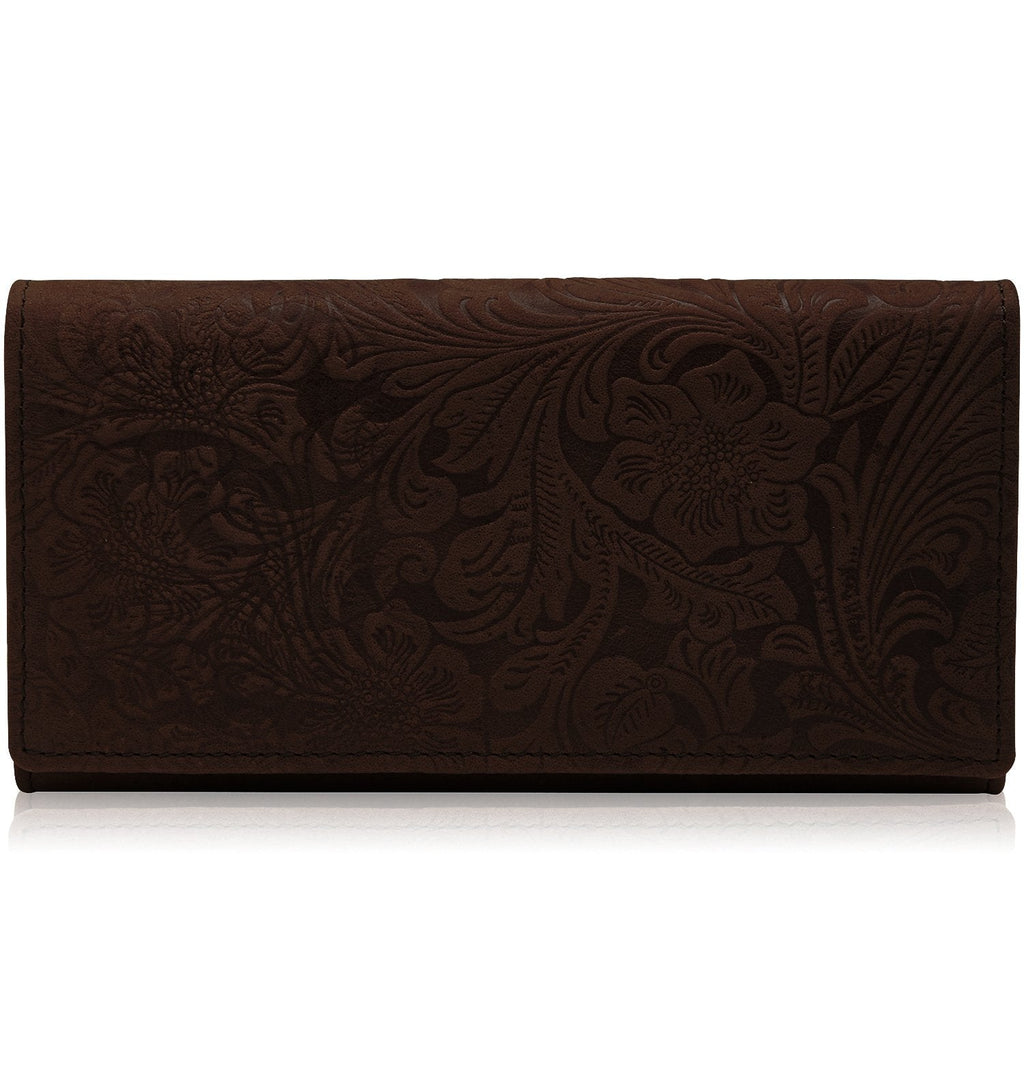 Embossed Floral Accordion Wallet
