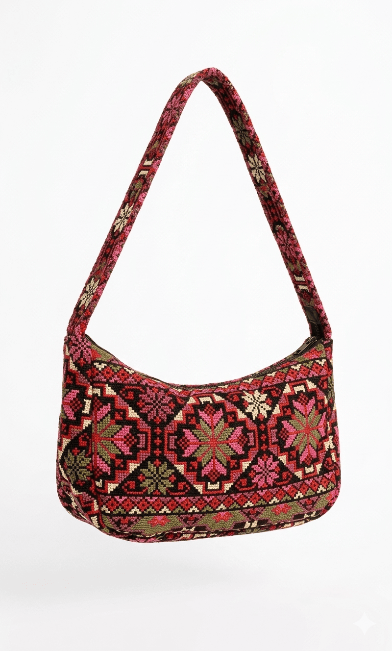 Embroidered Baguette Bag