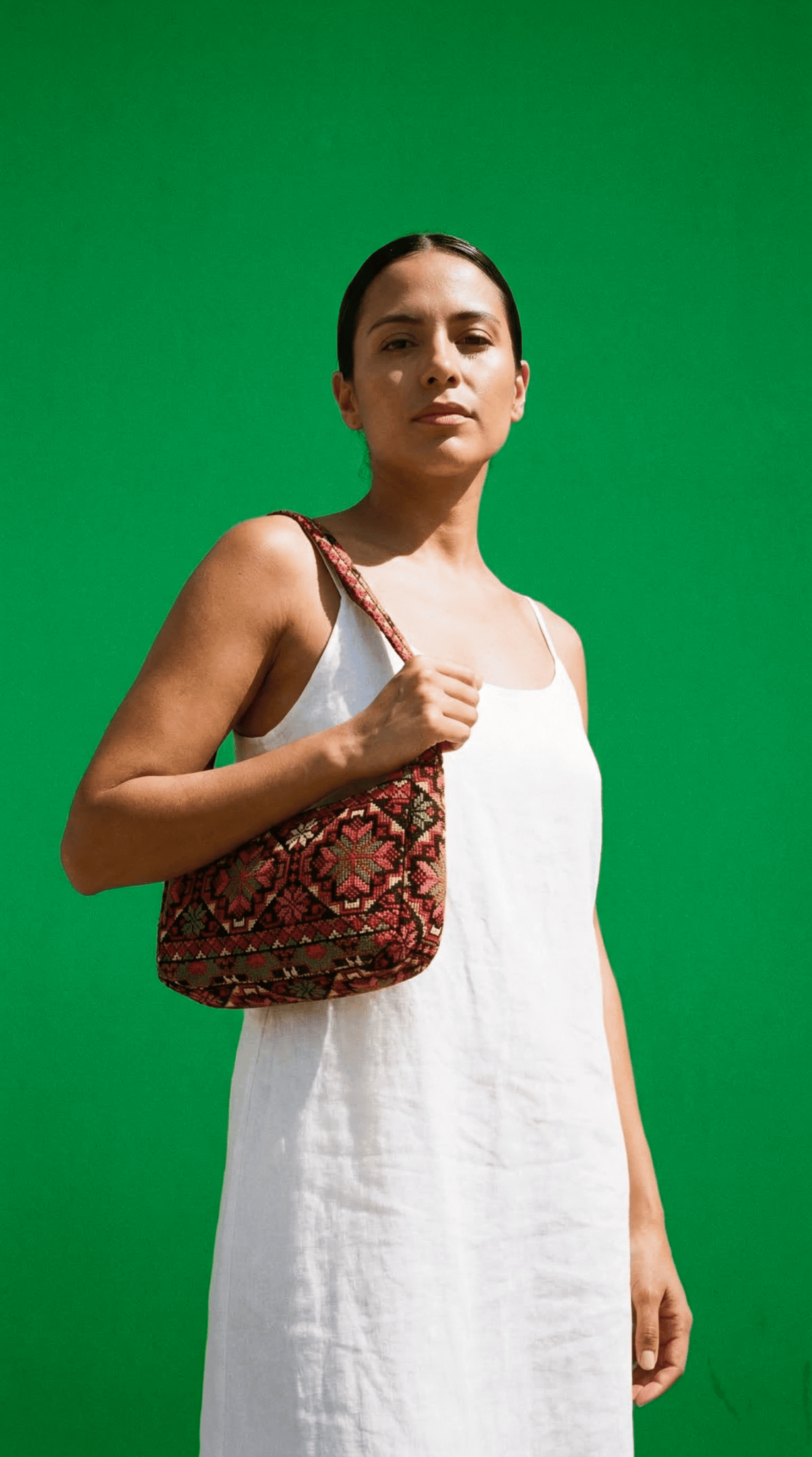 Embroidered Baguette Bag