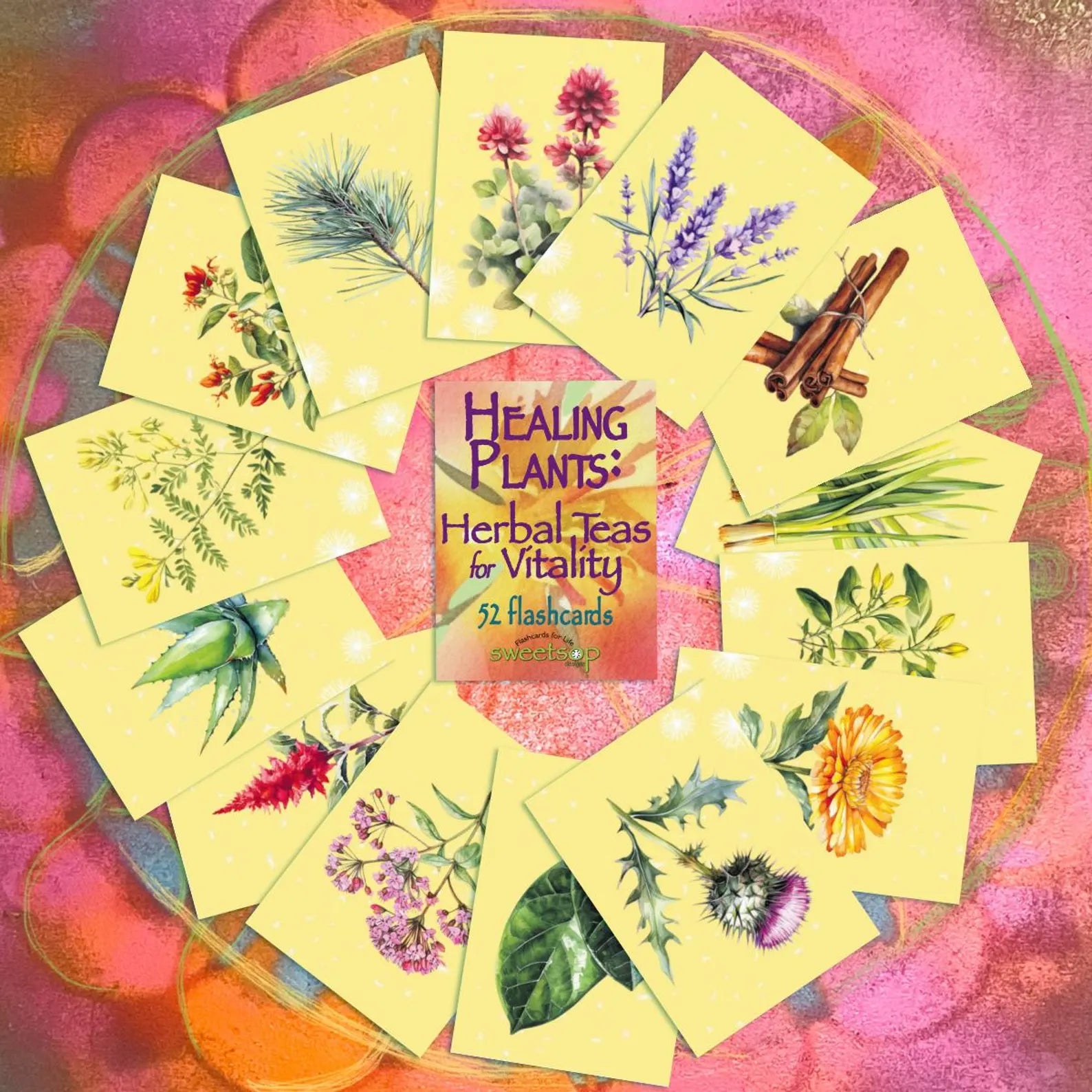 Healing Plants: Herbal Teas for Vitality, 52 Flashcards