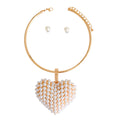 Pendant Cream Pearl Domed Heart Chunky Necklace
