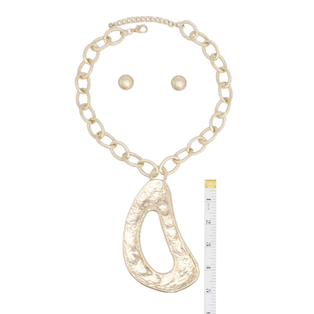 Pendant XL Gold Melted Metal Abstract Necklace