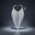 Bib Long White Pearl Fringe Choker Necklace