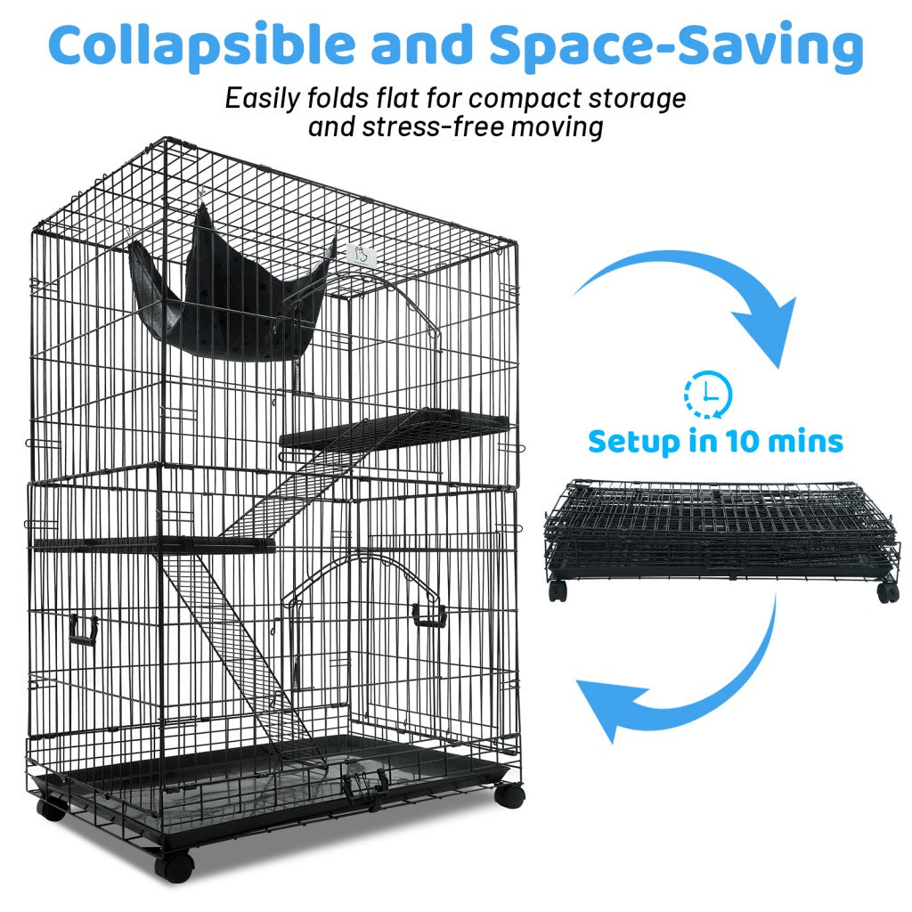 50 Inch 3-Tier Cat Cage with Plastic Platforms CT52