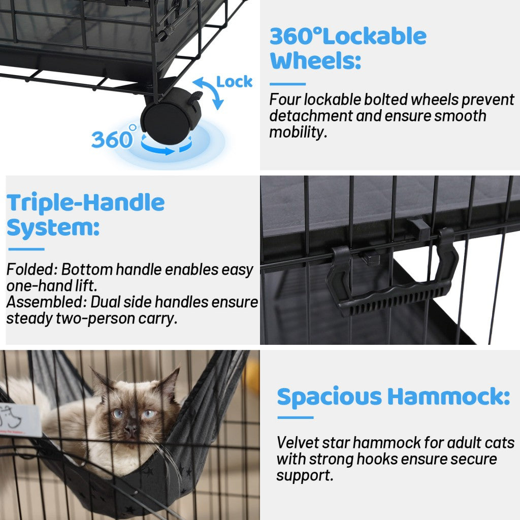 50 Inch 3-Tier Cat Cage with Plastic Platforms CT52