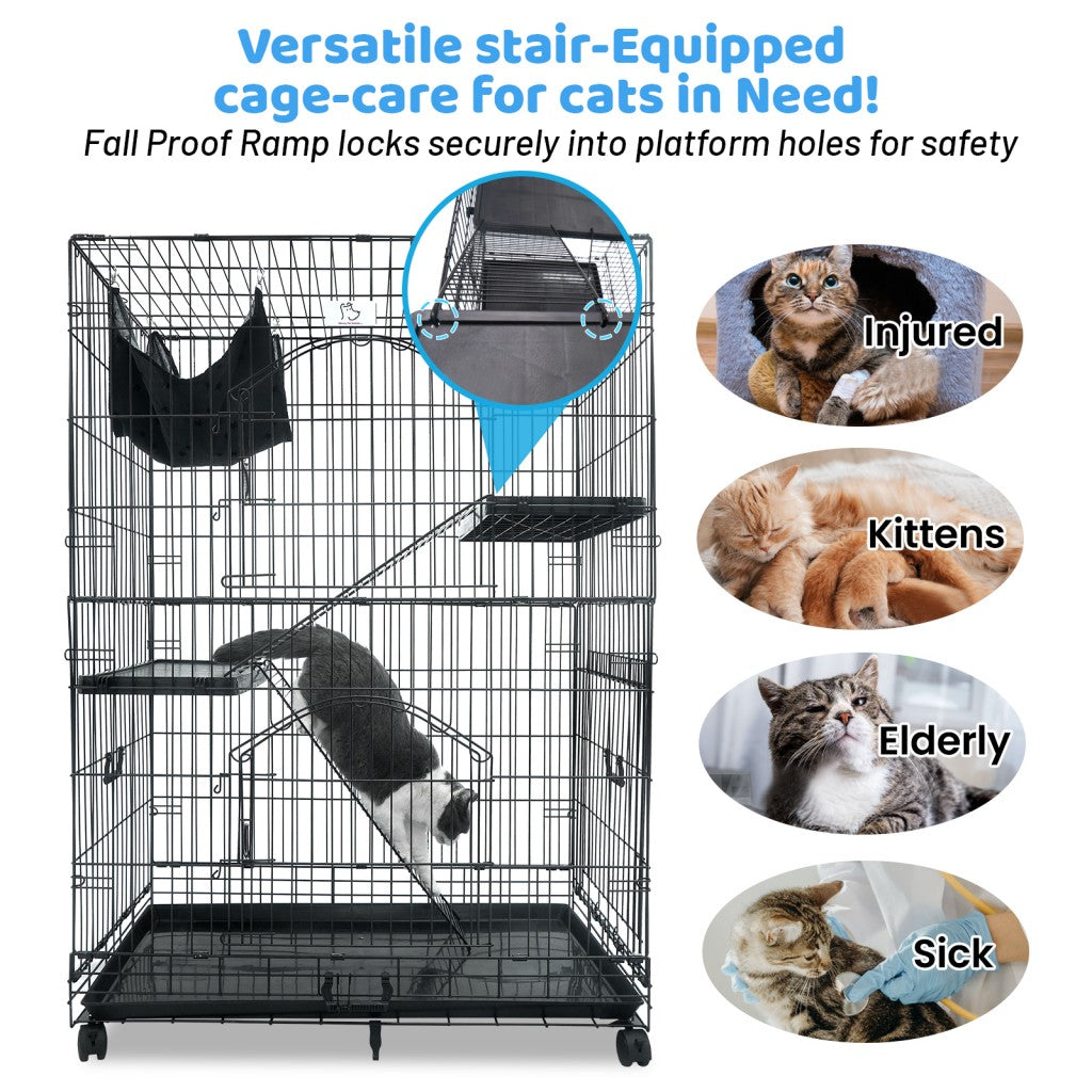 50 Inch 3-Tier Cat Cage with Plastic Platforms CT52