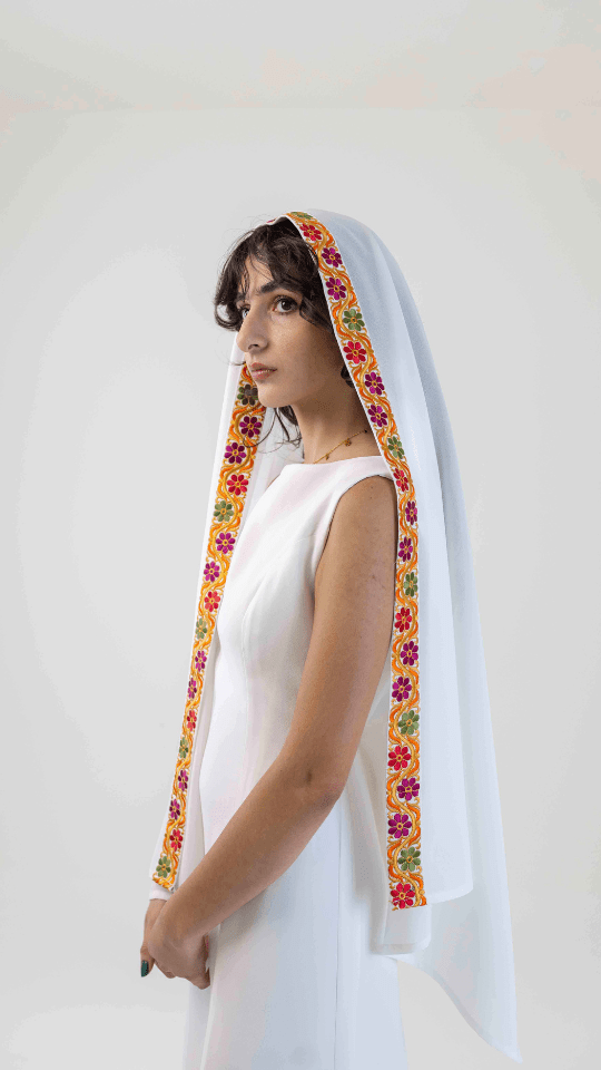 Machine-embroidered Shawl