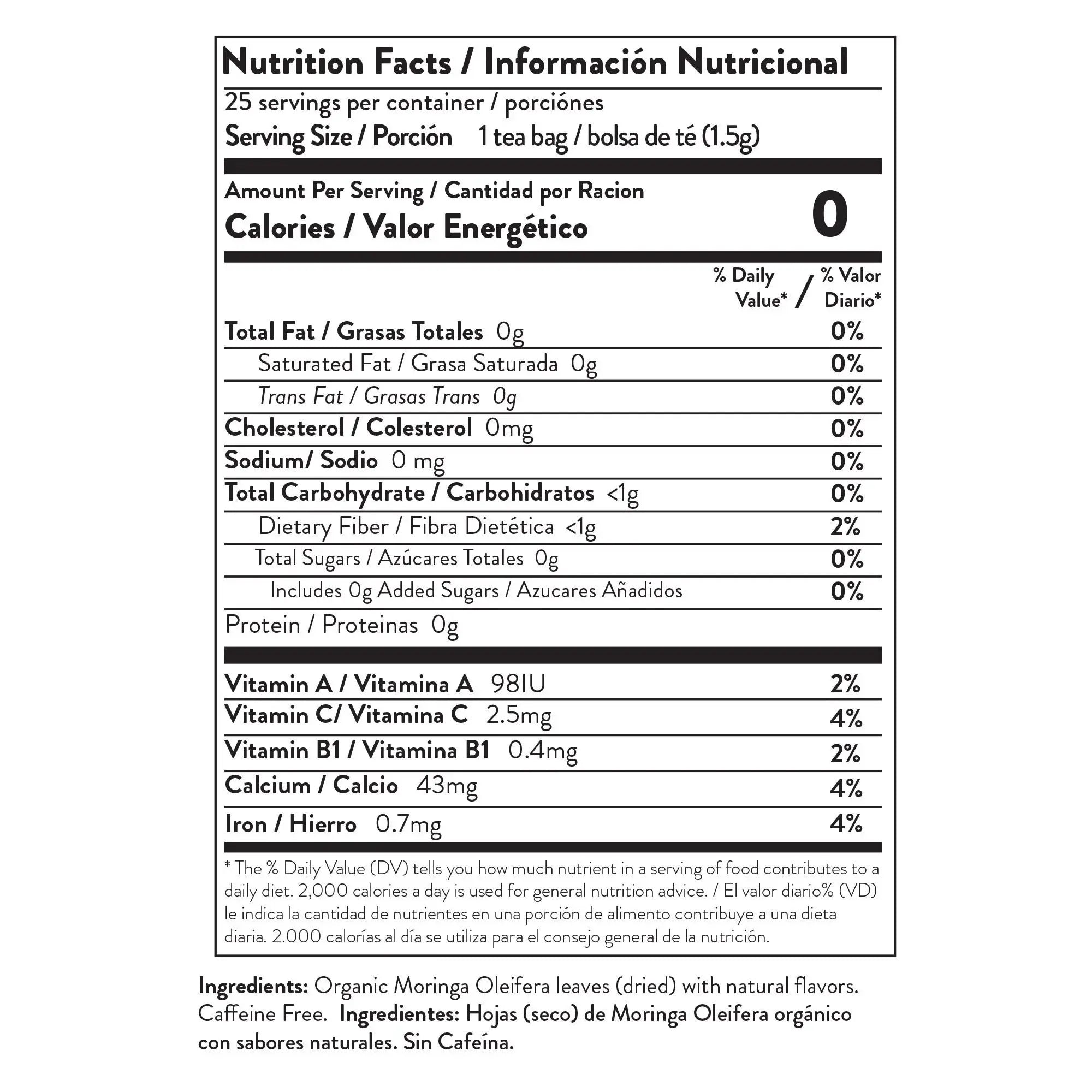Organic Moringa Tea - Lemon & Ginger - Caffeine-Free Herbal Tea
