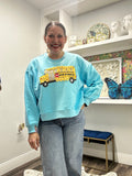 QOS Aqua Flower School Bus Sweatshirt