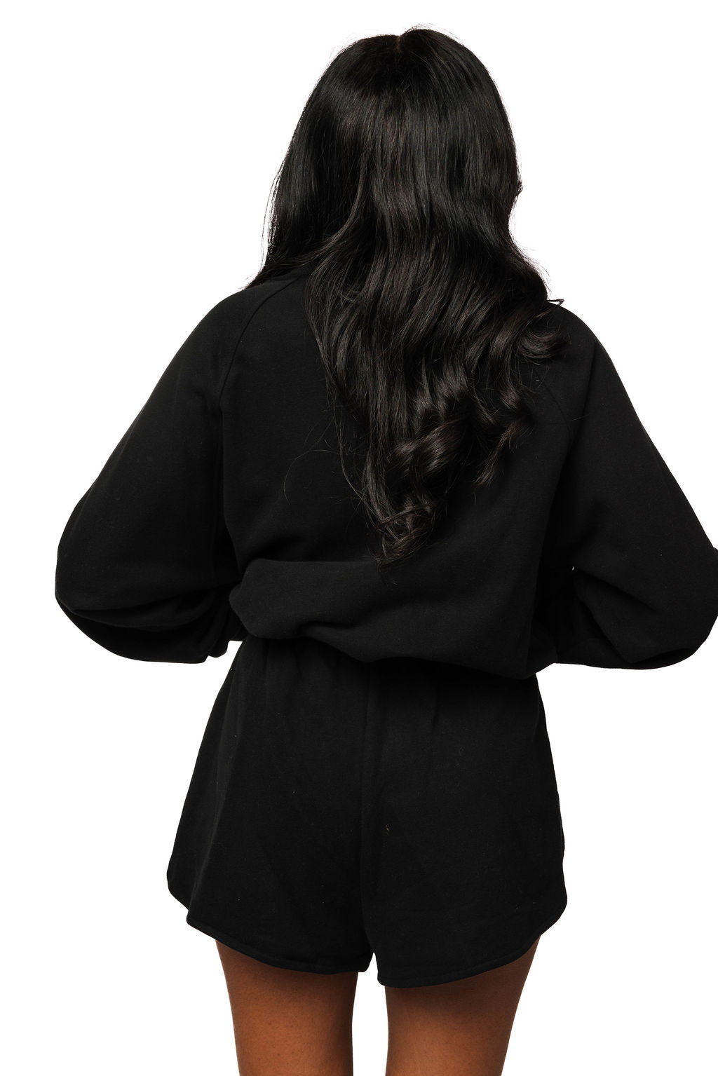 QOS Black QOS Queen Card Rhinestone Tie Sweatshirt