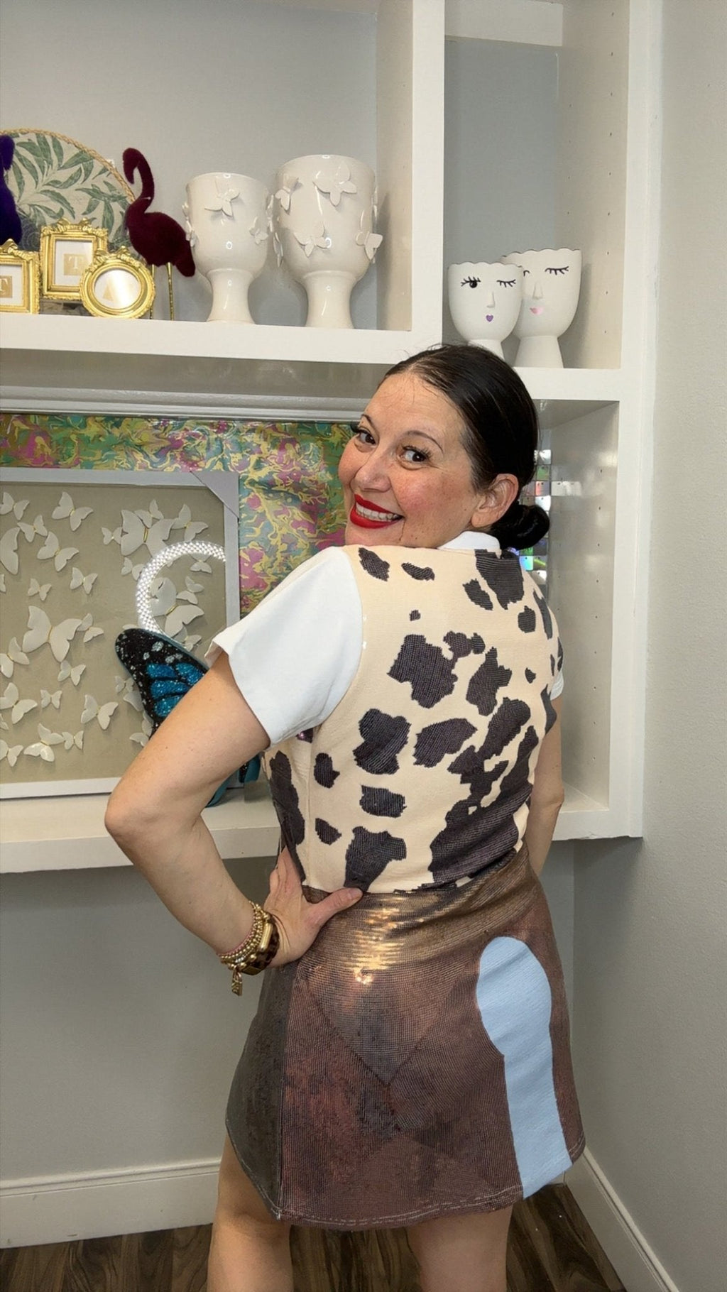 QOS  Full Sequin Cowgirl Tee Dress