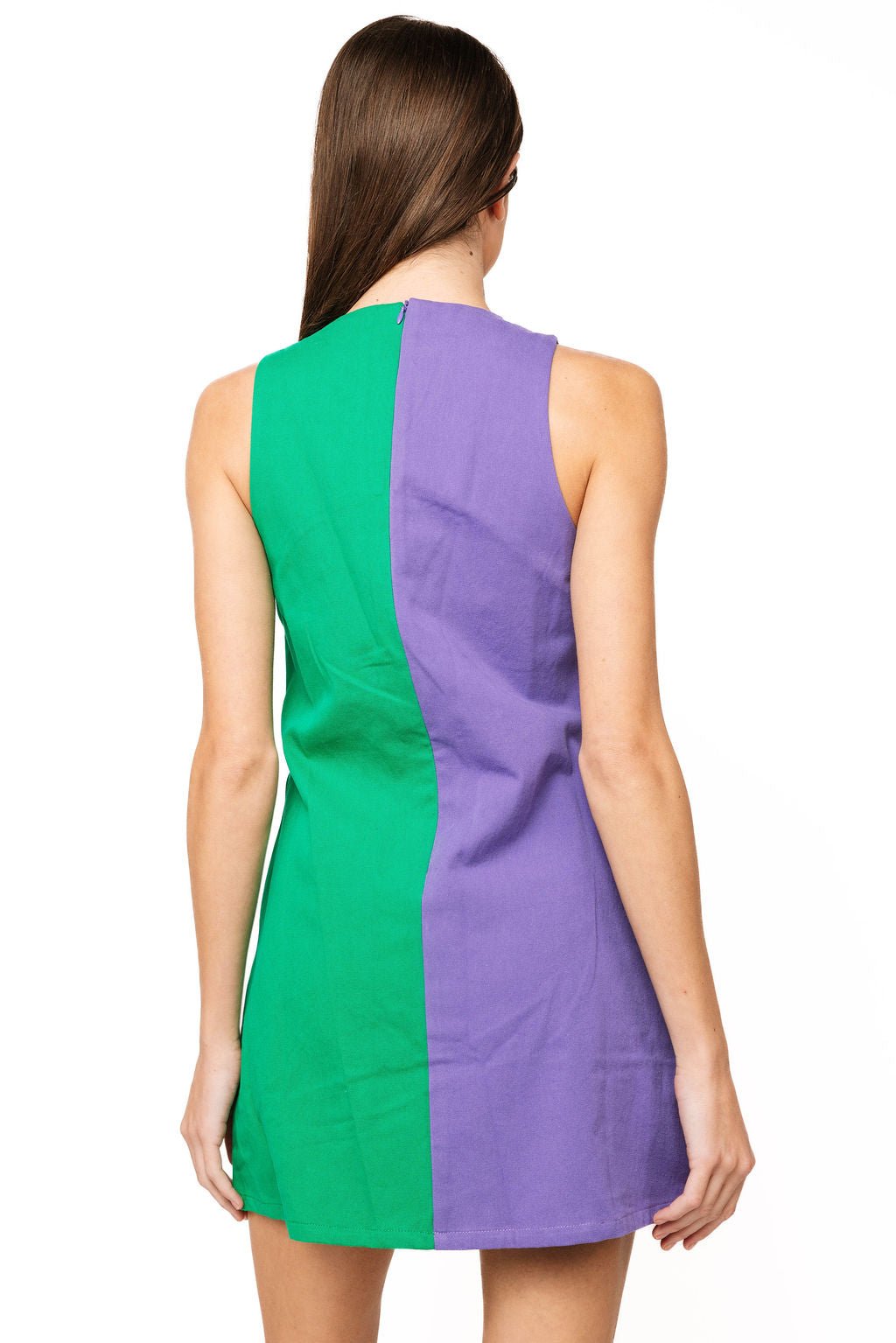 QOS Green & Purple Colorblock Golf Clubs Tank Dress