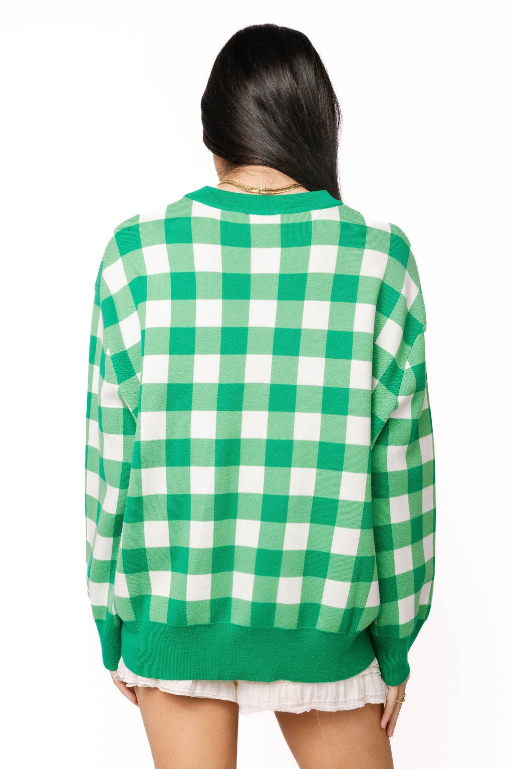 QOS Green & White Checkered Golf Cart Sweater