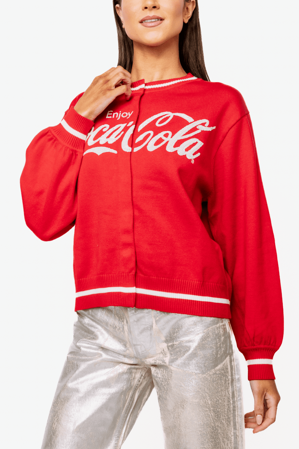 QOS Licensed Red 'Enjoy Coca Cola' Cardigan