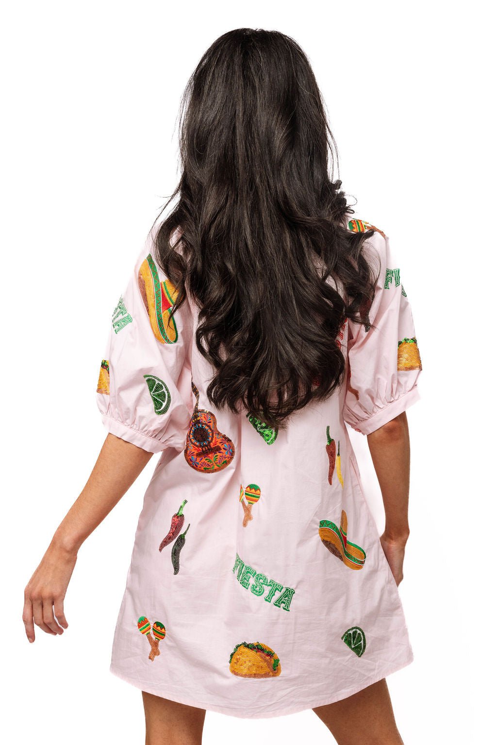 QOS Light Pink Cinco Icon Button Up Cotton Dress