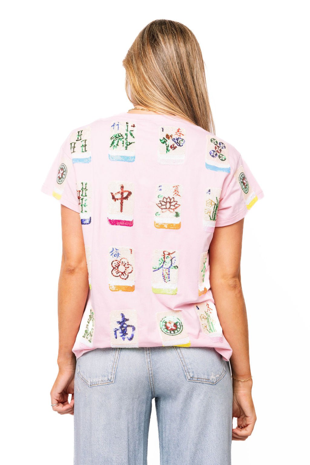 QOS Light Pink Scattered Mahjong Tee