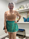 QOS Mint & Gold Horse Knit Skirt