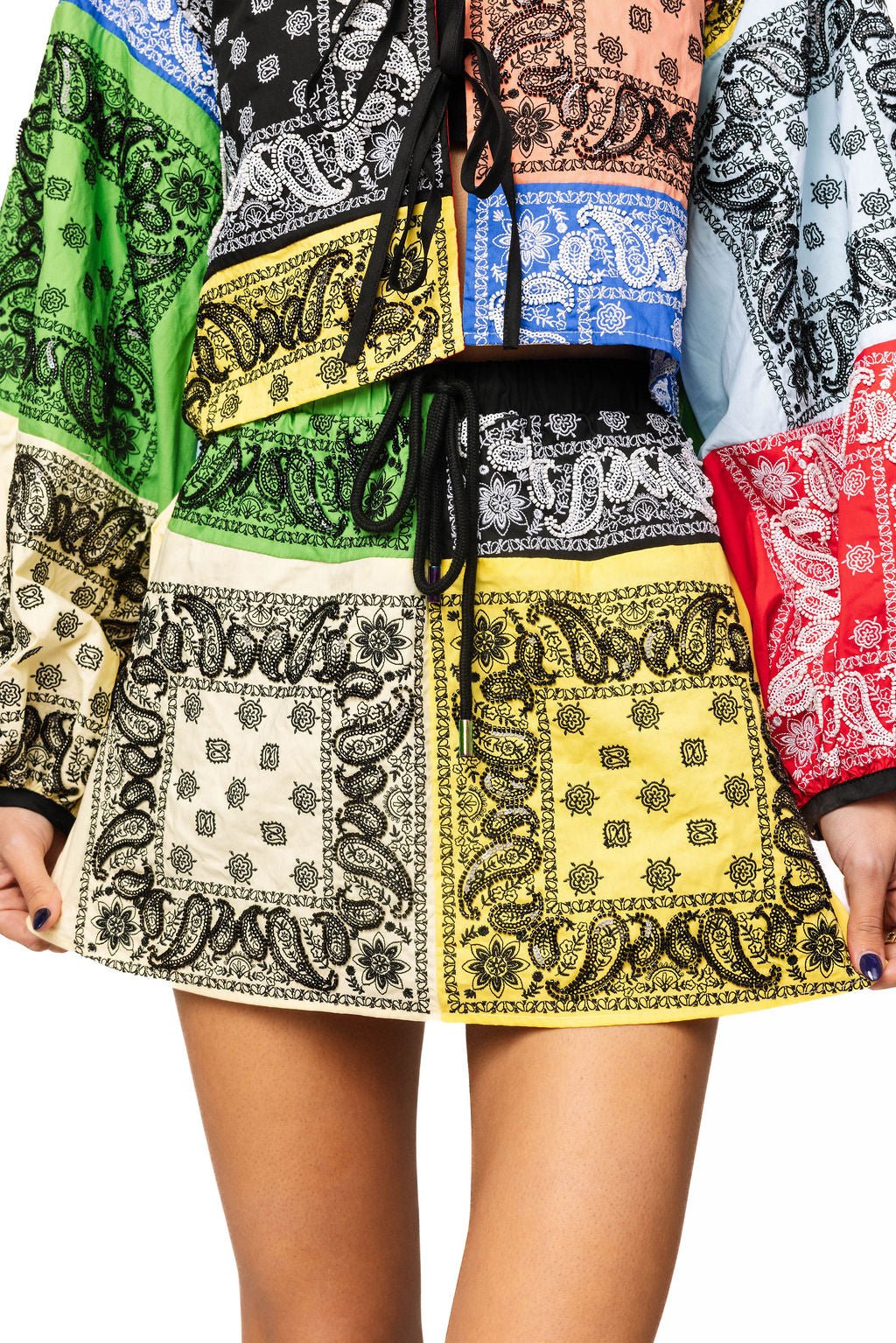 QOS  Multi Colorblock Bandana Cotton Skirt
