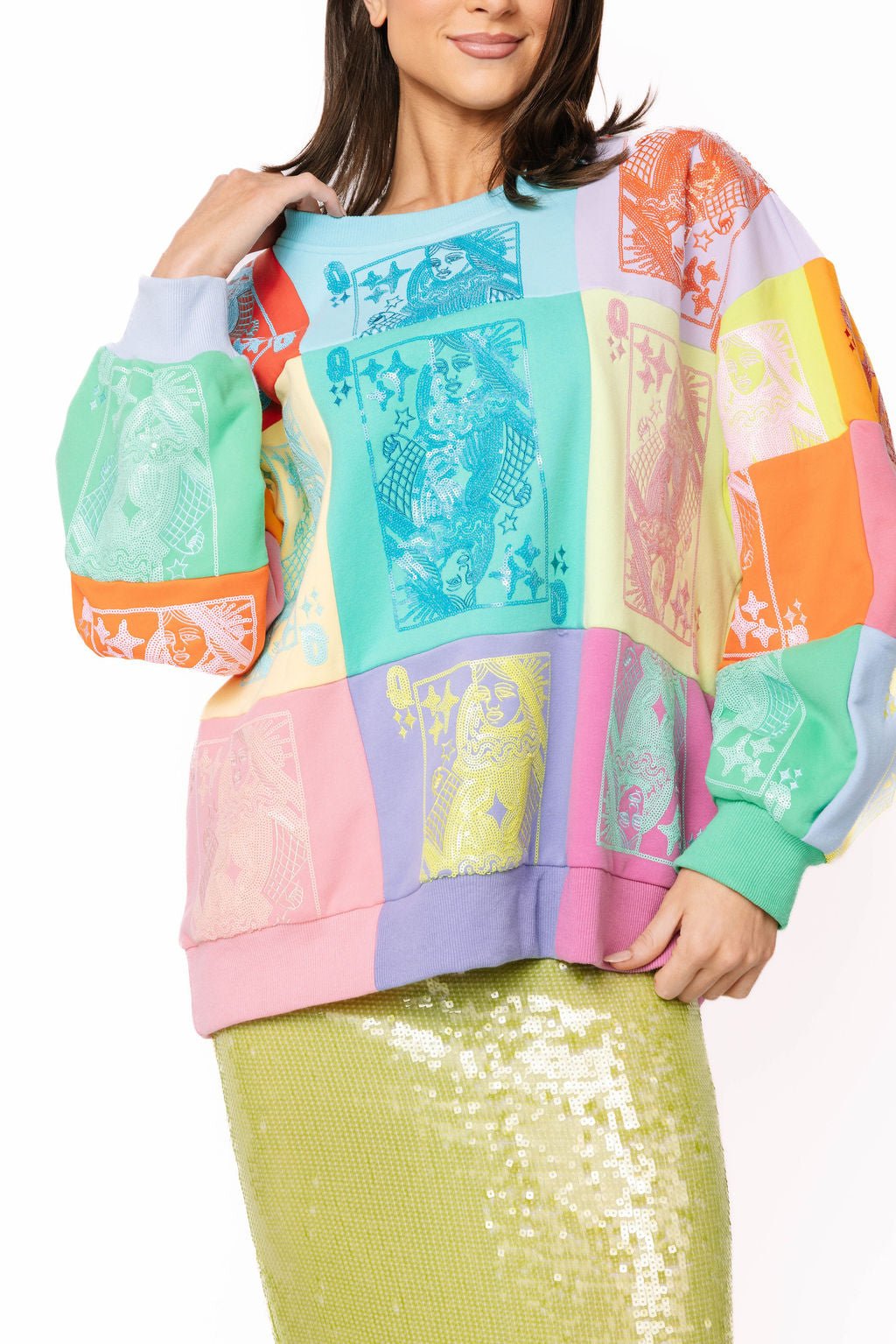QOS Multi Colorblock QOS Card Logo Sweatshirt