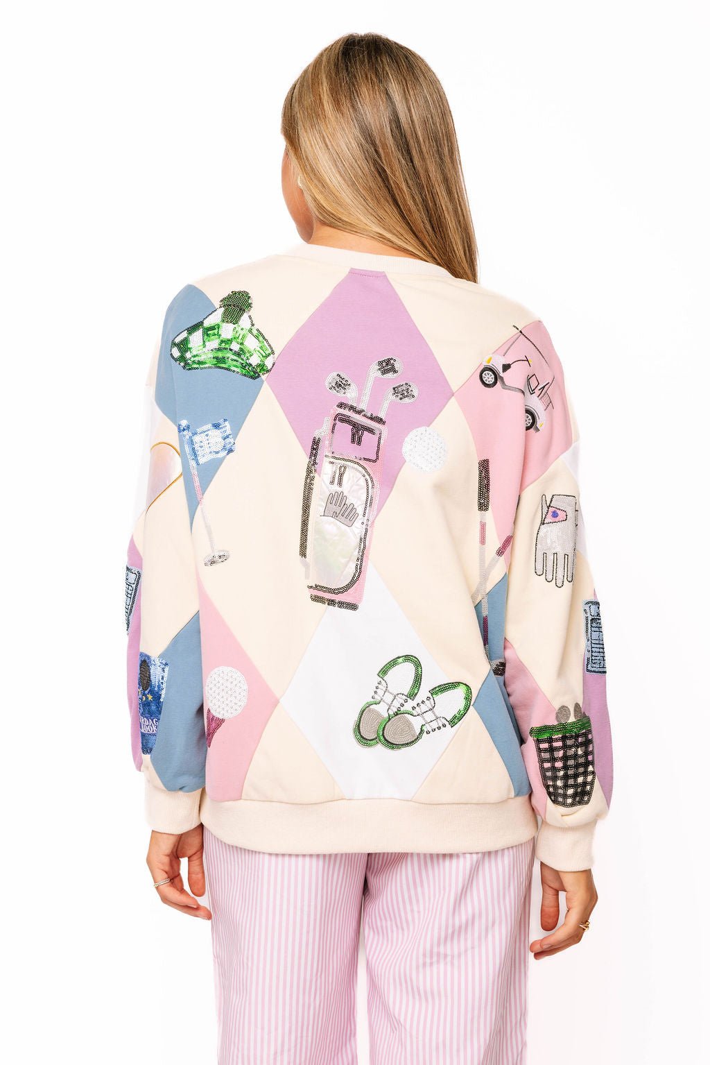 QOS Multi Diamond Print Golf Icon Sweatshirt