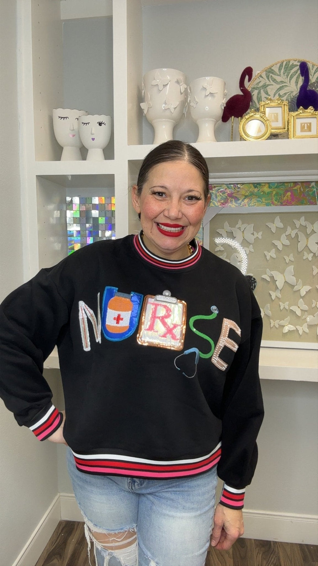 QOS Navy Icon Nurse Sweatshirt