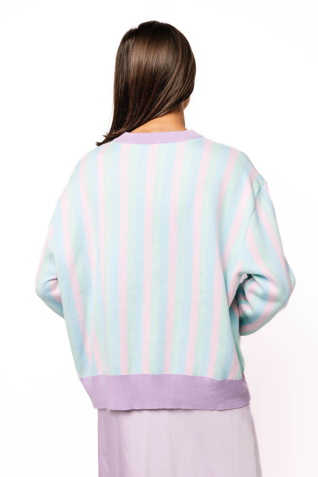 QOS Pastel Striped Duck & Chicks Sweater
