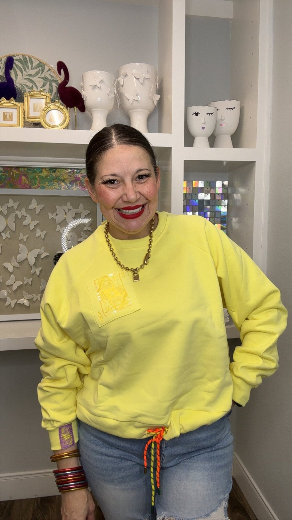 QOS TIE Yellow Tonal QOS Logo Sweatshirt