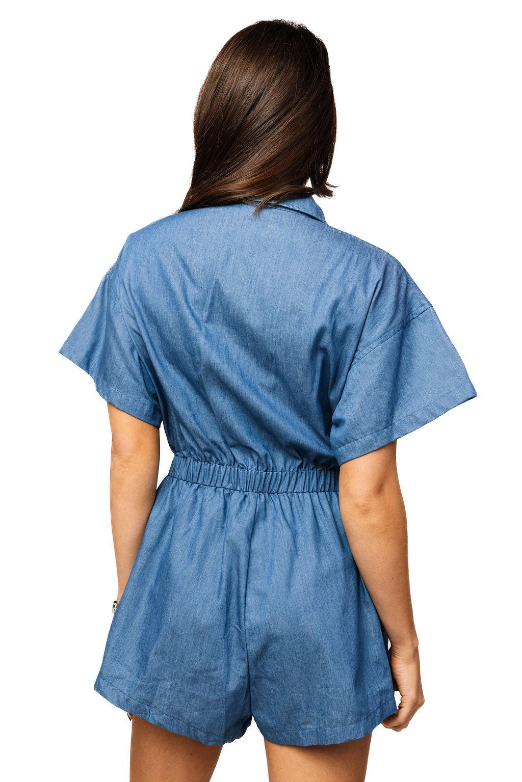 Queen of Sparkles Denim & Purple Oversized Jeweled Ruffle Heart Romper