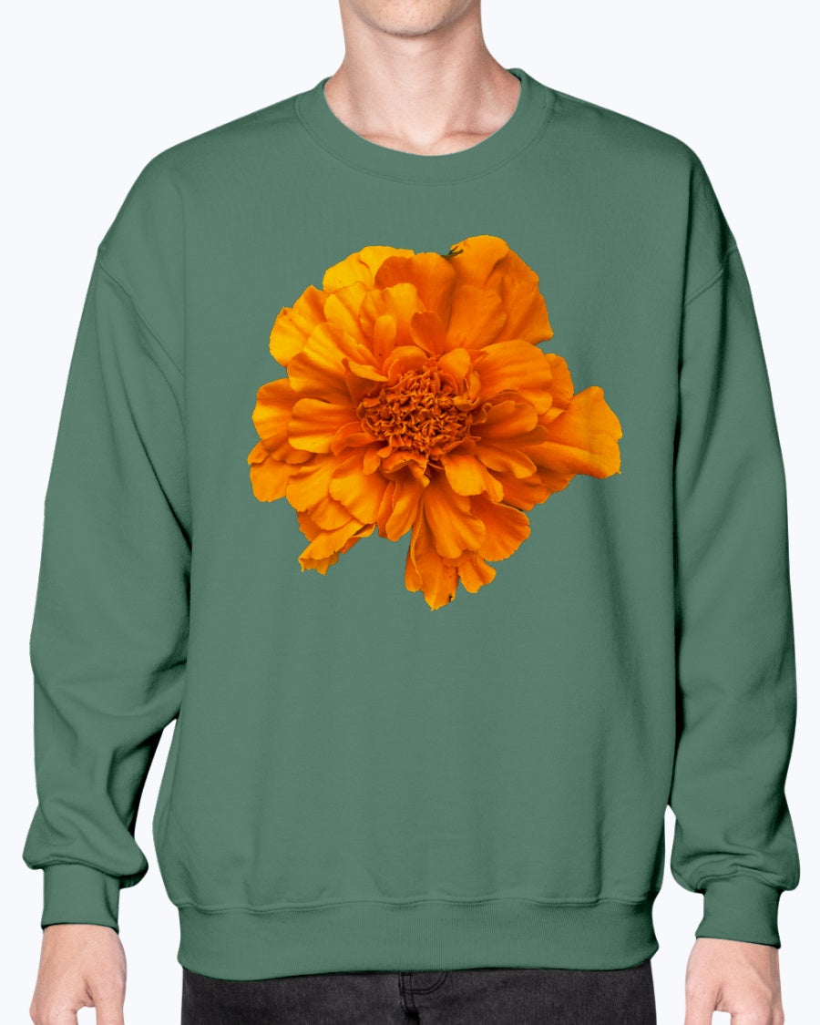 Carnation, Flower Print Sweatshirt, Cozy Spring Style, Moss Apparel, Unisex Crewneck Sweatshirt
